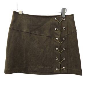 Luxxel Faux Suede Lace-Up Detail Mini Skirt Size Large